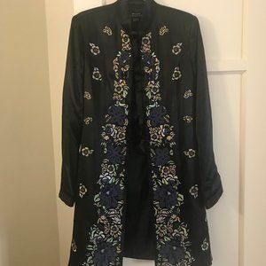 Silk Asian style black coat jacket